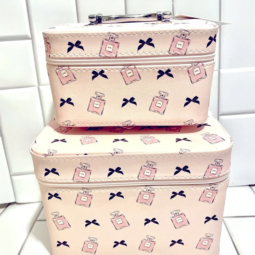 Imoshion Pretty in Pink 2 piece Train Case Make up Organizer Set